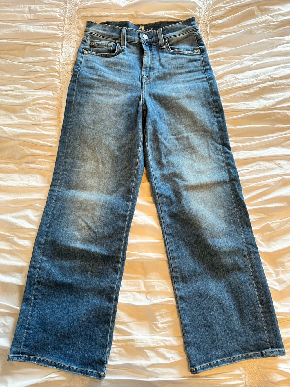 7 For All Mankind Wide Leg Jeans - Medium Blue Wash